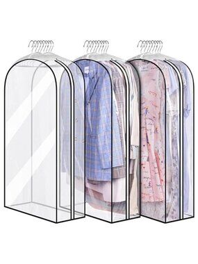 Clear Garment Bags Hanging Clothes Storage Zipper Dust Cover Suit Coat Organizer